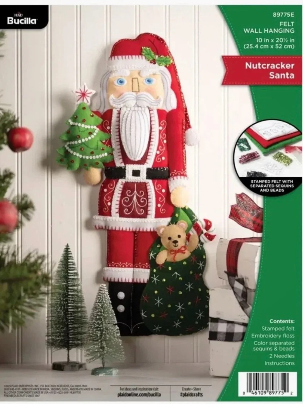 Bucilla Nutcracker Santa Wall Hanging - Seasonal Felt Home Decor #89775E